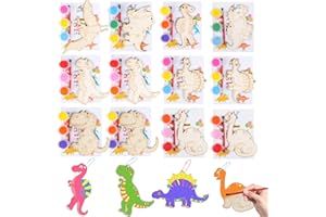 JOTIKO Dinosaur Party Favors for Kids – 12 Pack Dino Painting Kits Wooden Keychains Arts and Crafts for Kids, Birthday Party Rerturn Gifts Goodie Bag Filler Pinata Stuffers Activities Toy Classroom Prizes
