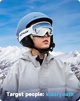 Findway Kids Ski Goggles OTG Anti-Fog UV Protection Silver view 3