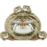 SQEQE Pallas Cat Plush, Steppe Cat Stuffed Animals Plushie with 4 Cute Babies Cat Plushies in Her Tummy, Soft Cat Plushie Gifts for Kids Adults