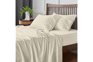 COTTINGTON LANE Cottinton Lane 4 Piece RV King 72 x 80 Size Sheet Set, Premium 100% Cotton Bed Sheets Sets, 16 Inch Deep Pocket with Elastic All Around, Soft & Luxurious Hotel Quality Sheets, Ivory Solid