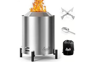 BALI OUTDOORS 6.5 inch Tabletop Fire Pit Round, Stainless Steel Table Top Firepit Small, Outdoor Smokeless Firepit Portable, Silvery
