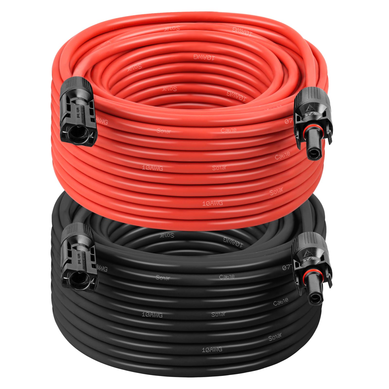 Photo 1 of 10AWG Solar Extension Cable 50FT – 2 Pack Red & Black PV Wire with Solar Connectors, 84-Strand Tinned Copper, Dual XLPE Insulated, Outdoor UV-Resistant Cable for RV, Inverter, Battery