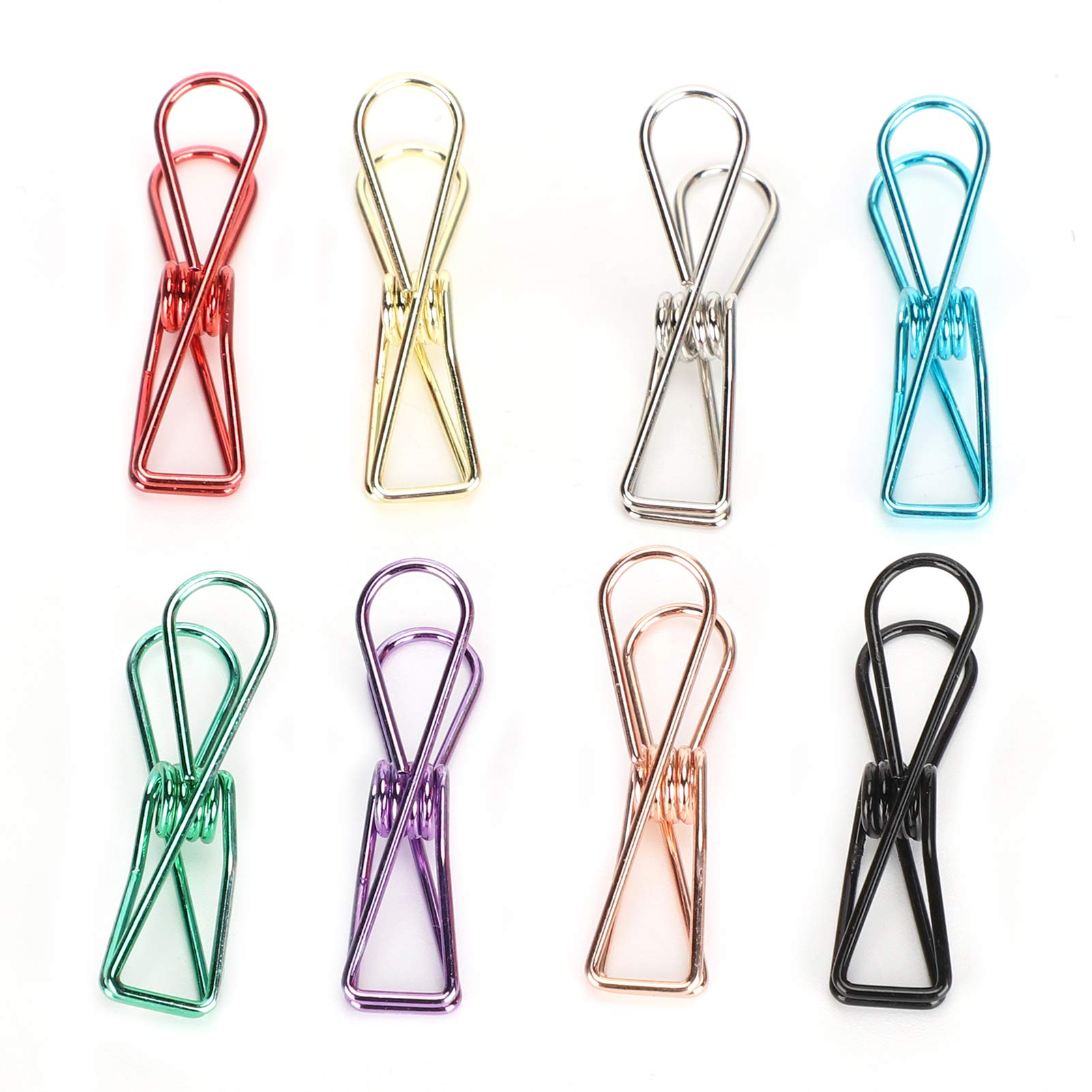 40Pcs Metal Wire Binder Clip Hollow Fish Shape Color Bag Sealing Bill Paper Holder Office Stationery