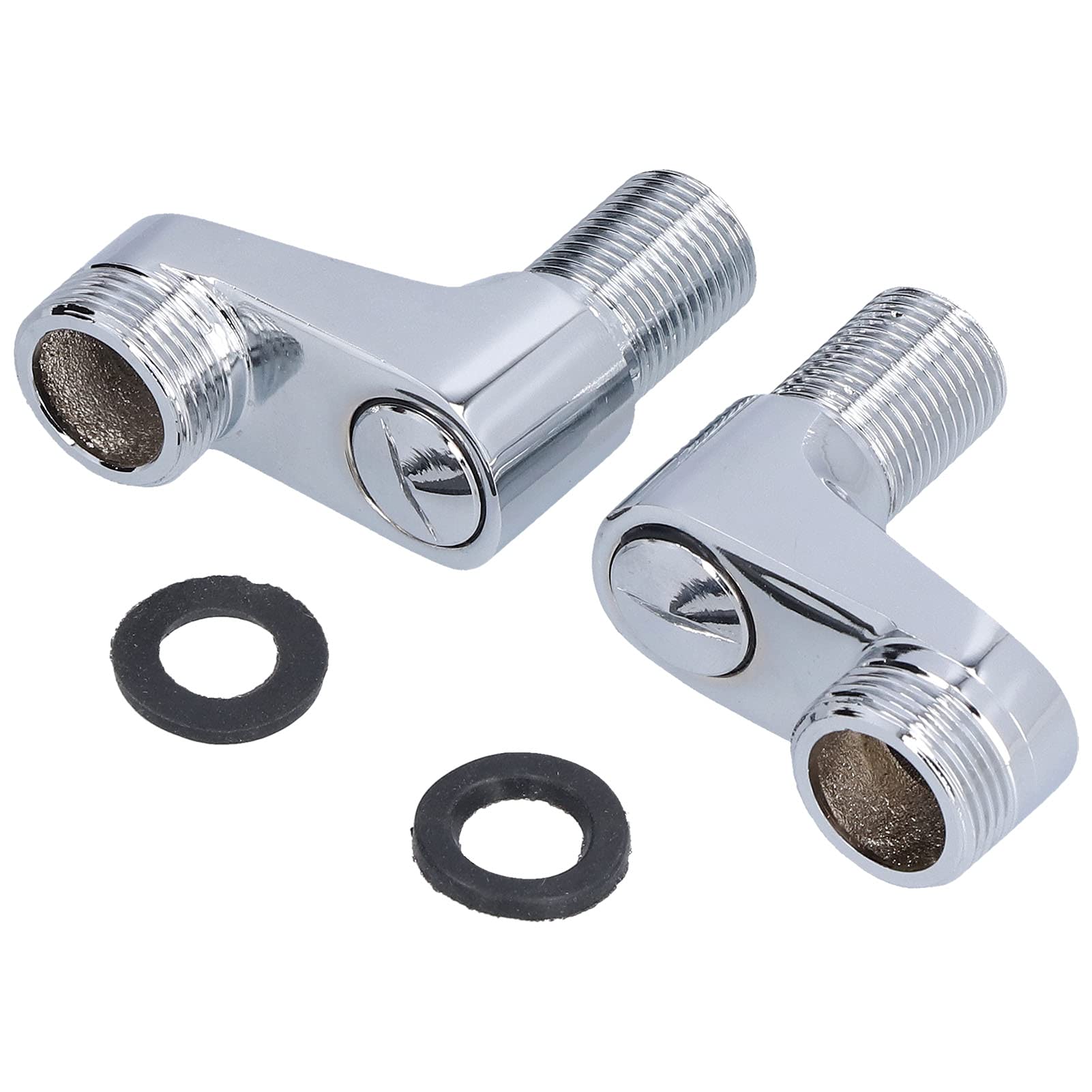 FLEXMAN 2Pcs Shower Faucet Swing Arm, G1/2 to G3/4 Adapter Wall Mounted Shower Faucet Adapter Cold Hot Water Pipe Fixed Accessory with Gasket for Household Bathrooms