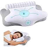 Cervical Neck Pillow for Pain Relief - Cooling Ergonomic Neck Support Pillow for Sleeping, Orthopedic Contour Memory Foam Pillows for Side, Back & Stomach Sleepers with Pillowcase