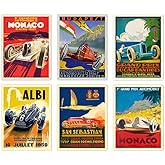 Wallbuddy Set of 6 Car Grand Prix Posters - Formula, Motor Racing (8 x 10)