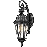 Outdoor Wall Sconce, HWH 23'' Large Exterior Wall Lights with Seeded Glass, Wall Lamp Waterproof Antique Wall Lantern for Por