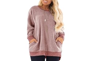 DOLNINE Women's Plus Size Sweatshirts Color Block Long Sleeve Pocket Shirts Tops