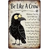 GLOBLELAND Black Crow Metal Tin Sign 8x12 inch