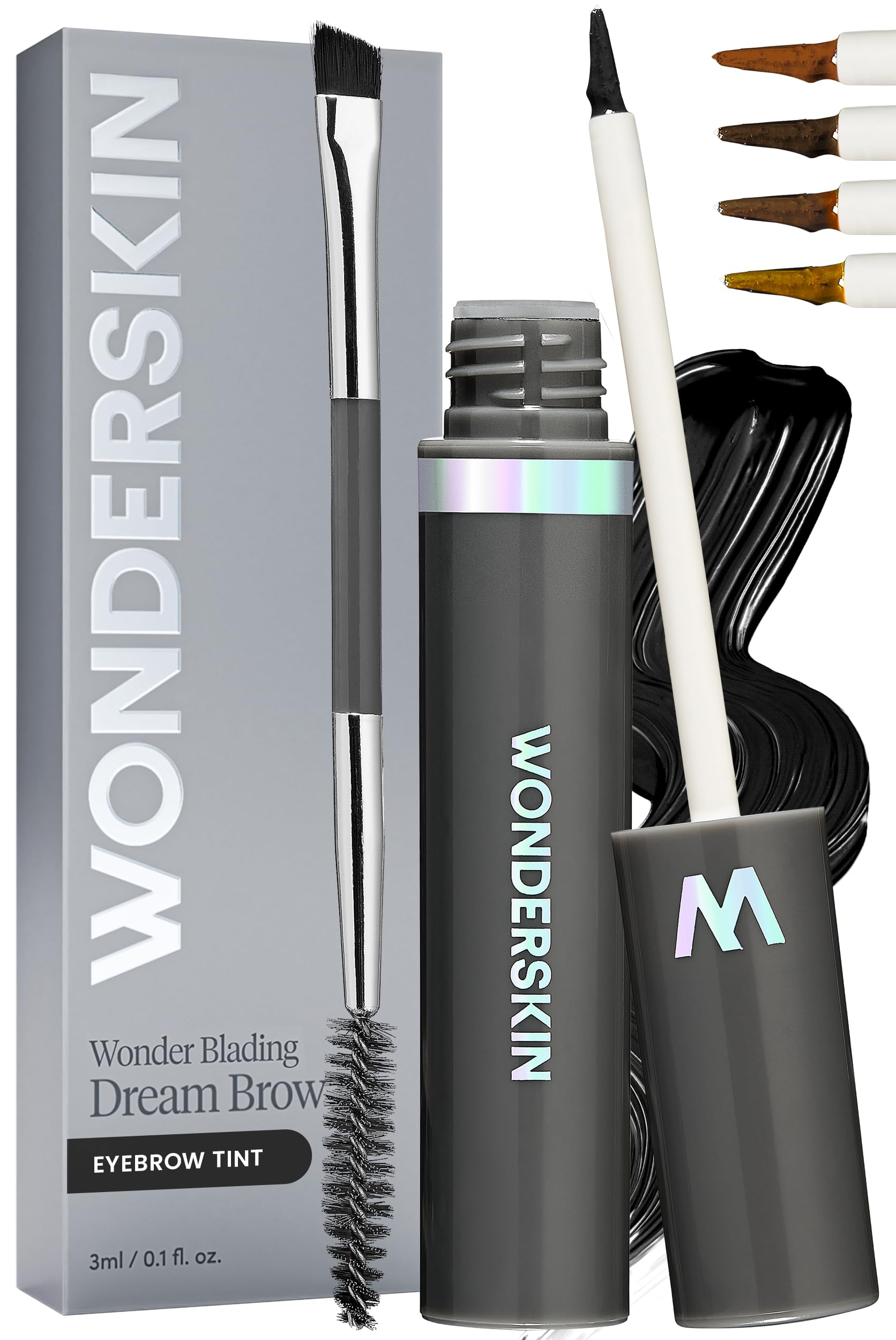 Wonderskin Dream Brow Eye Brow Gel, Long Lasting Eyebrow Gel, Water-resistant Transfer Proof Tinted Filler Eyebrow Mascara (Black)