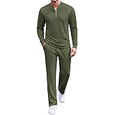 COOFANDY Men's 2 Piece Tracksuit Set Polo Athletic Sweatsuit Quarter Zip Jogging Long Sleeve Casual Sports Outfits