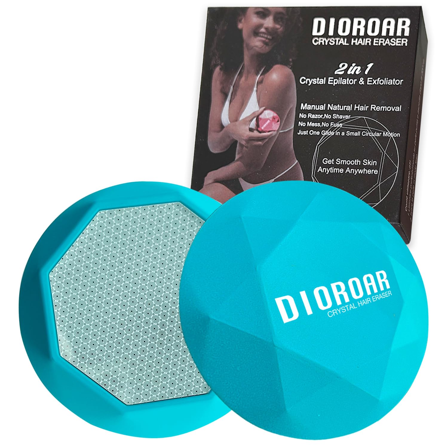 DIOROAR Crystal Hair Eraser for Women,Upgraded Painless Crystal Hair Remover Diamond,Effective Nano Glass Hair Removal Stone Exfoliation without Shaver,Natural Epilator for Silky Skin(Ocean Blue)