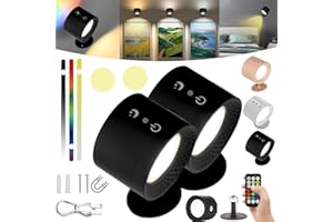 IZIVE Glowright Lights, Glowright Smart Lights, Glowright Indoor Everywhere Light 2.0, 3 Color Temperatures & Dimmable Magnetic 360° Rotation Cordless, 7 Colors Adjustable Light (Black*2pcs)