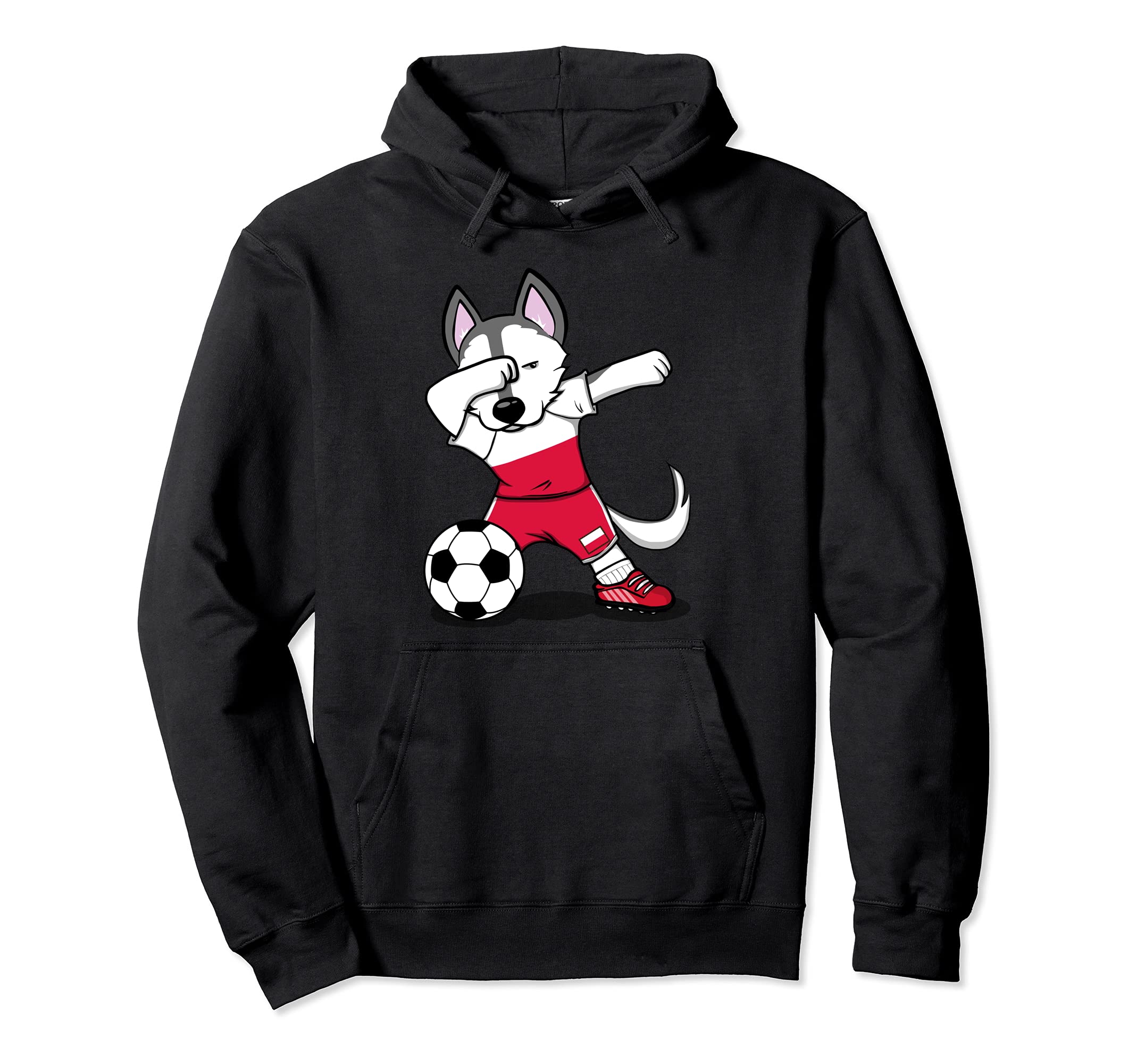 Dabbing Husky Dog Poland Soccer Fans Jersey Polish Soccer Pullover Hoodie