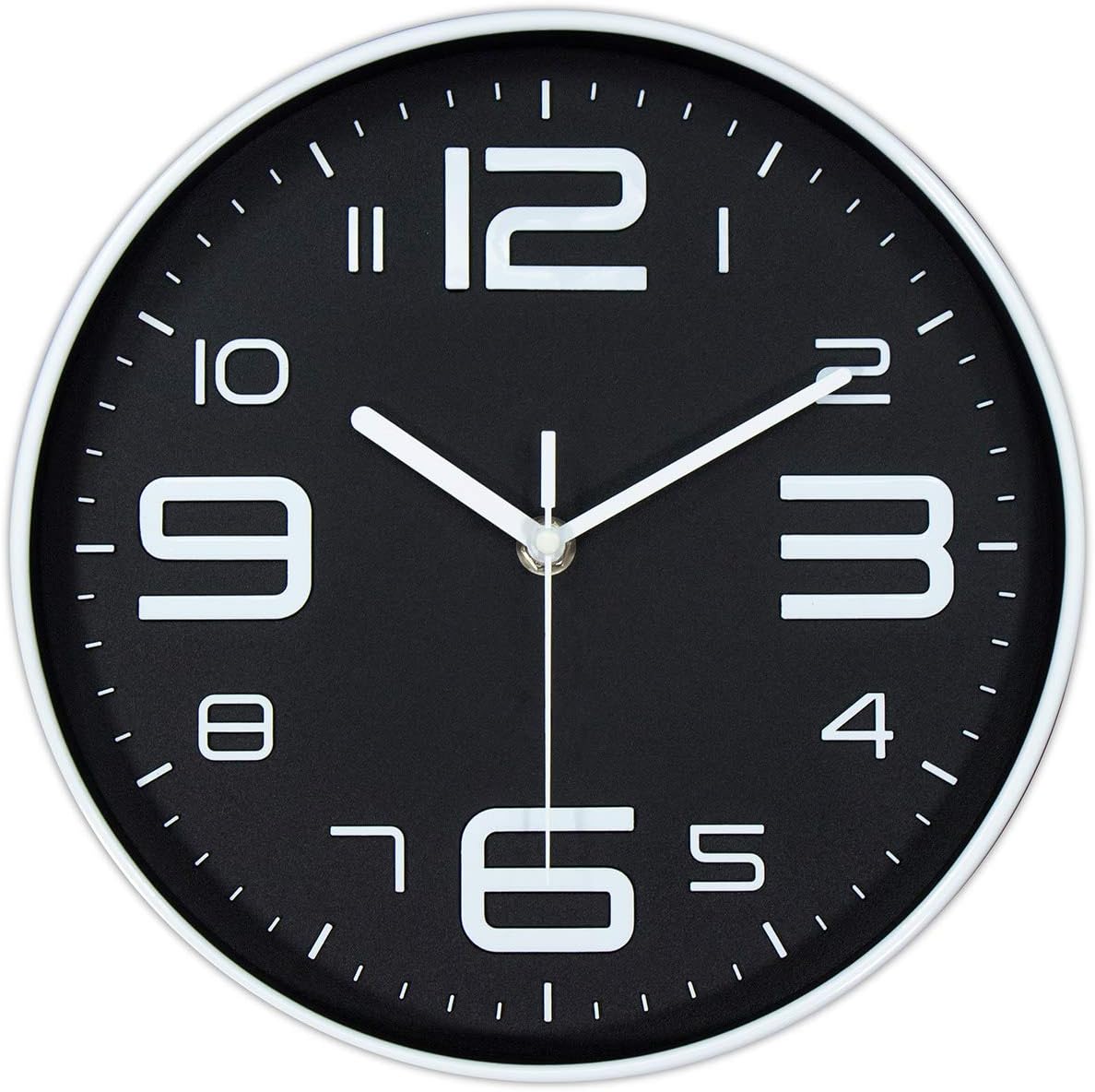 45Min 10Inch 3D Number Dial Face Modern Wall Clock, Silent NonTicking