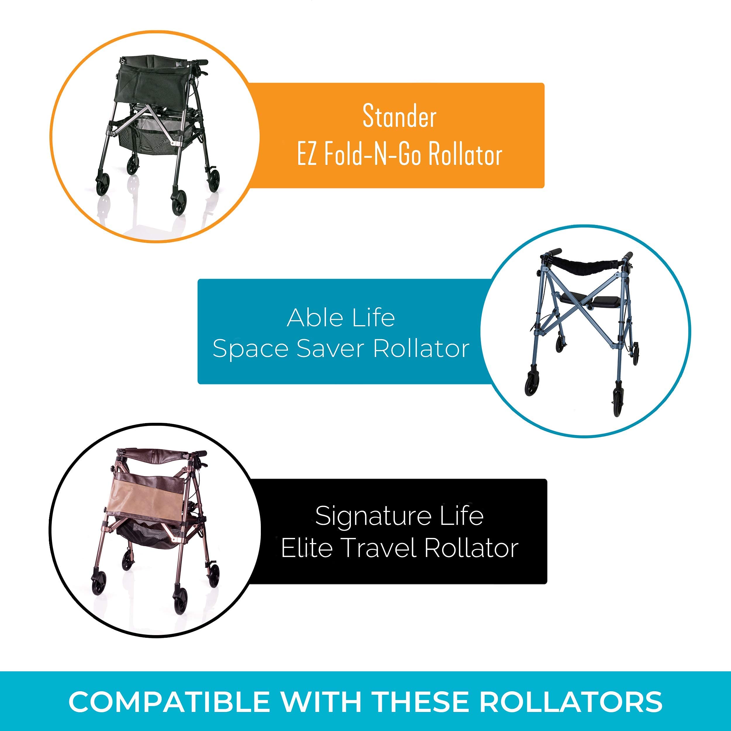 Stander Replacement 6-inch Walker Wheels, 6 Inch Rollator-Wheels for Adults, Seniors, and Elderly, Compatible with Stander's Wonder-Walkers and Wonder-Rollators, Set of 2