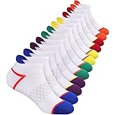Comfoex 12 Pairs Boys Socks Ankle Athletic Socks With Cushioned Sole For 4-6 6-8 8-10 Years Old Kids