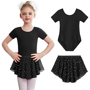 Zaclotre Girls Ballet Leotards with Skirt Toddler Dance Dress Outfits Combo | 2 Piece Dance Leotard for Girls, Ballerina Cost
