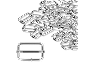 DOGNNAK ERKOON 30 Pieces Slide Buckle 1 inch Metal Triglide Slides Rectangle Adjustable Webbing Slider for Purse Making Bag Making Making DIY Accessories Silver