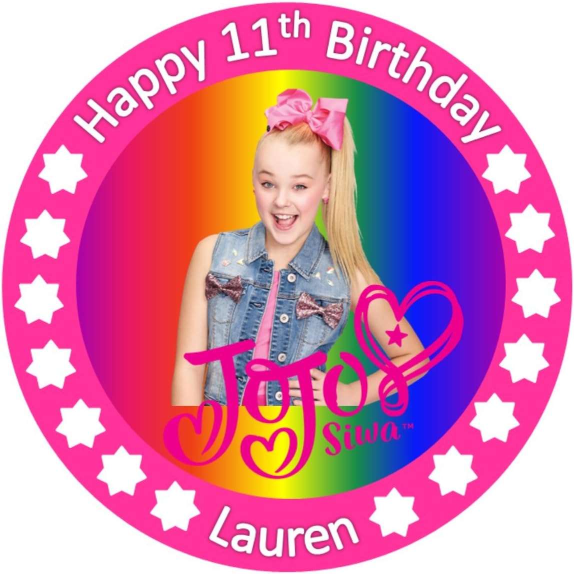 Jojo siwa edible icing cake topper 7.5" inch personalised
