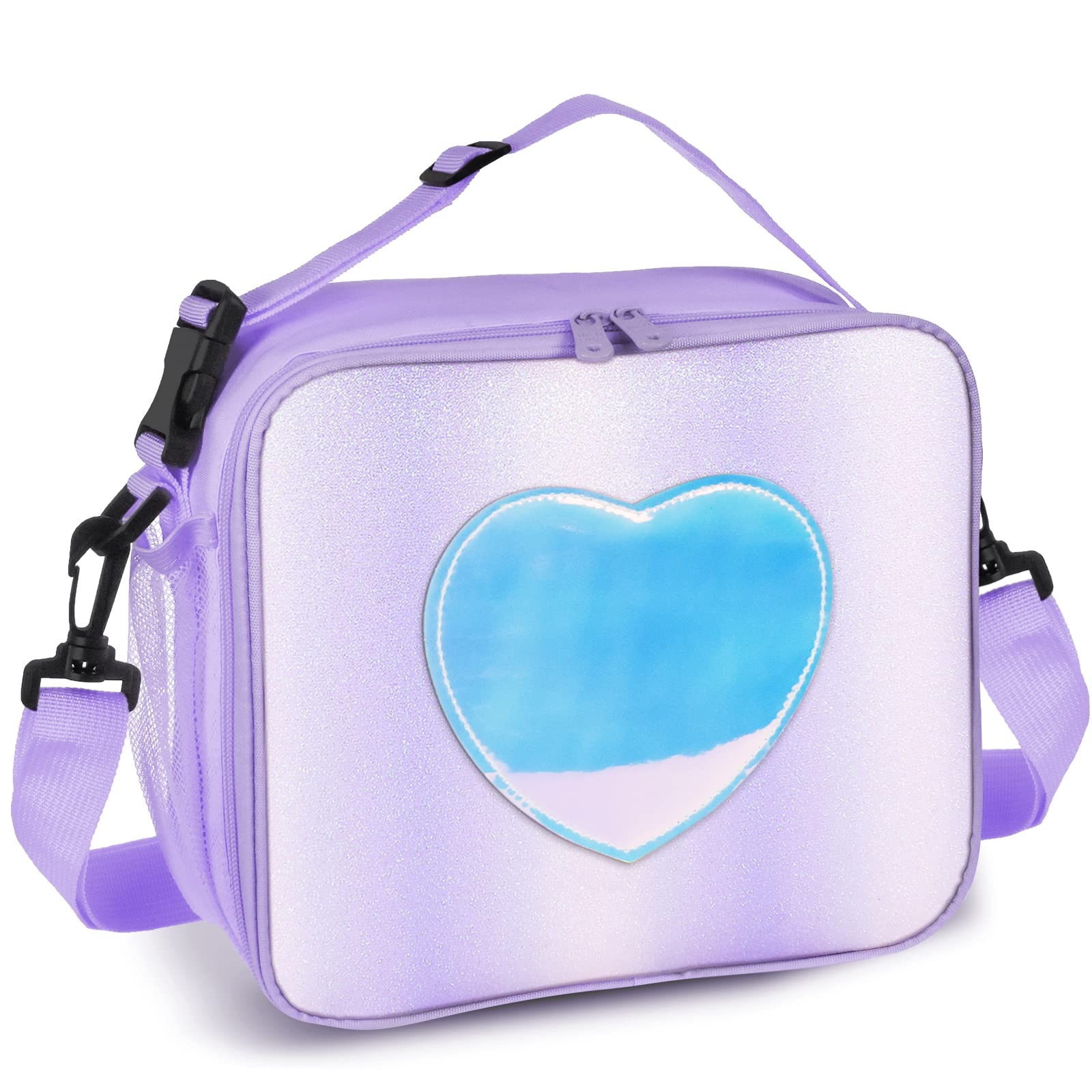 Photo 1 of ***VERY USED*** Samhe Lunch Box for Kids Girls, Insulated Rainbow Tote Bag Leakproof Thermal Cooler Reusable Lunch Bag for School Office Outdoor (Purple with Strap)