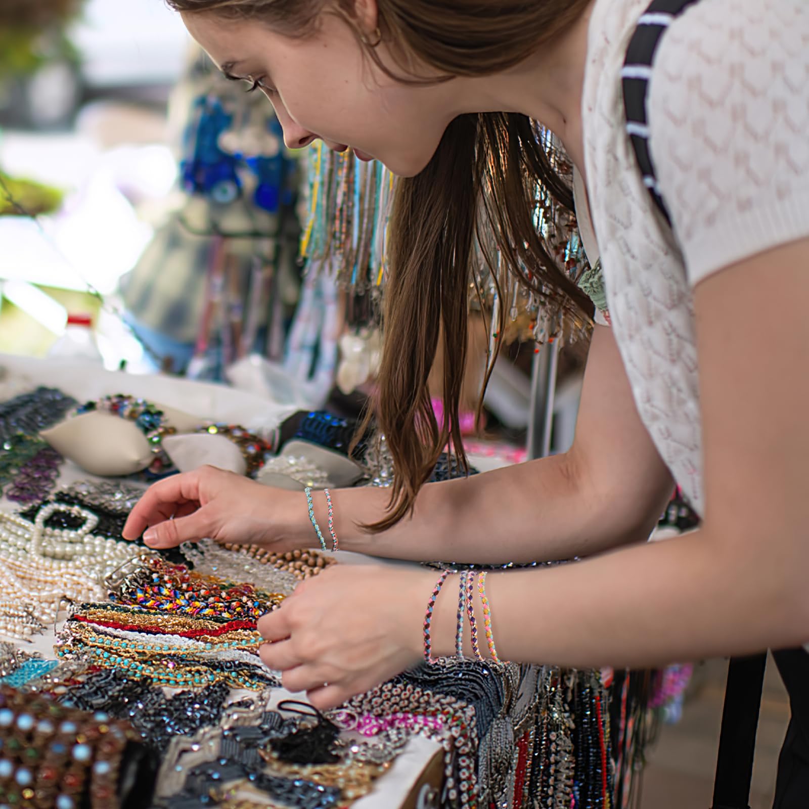 LOVEINUSA 35PCS Woven Wrap Friendship Bracelets, Adjustable Colorful Friendship Bracelets Nepal Style Woven Bracelets Braided Friendship Bracelets for Women Men and Teens Handmade