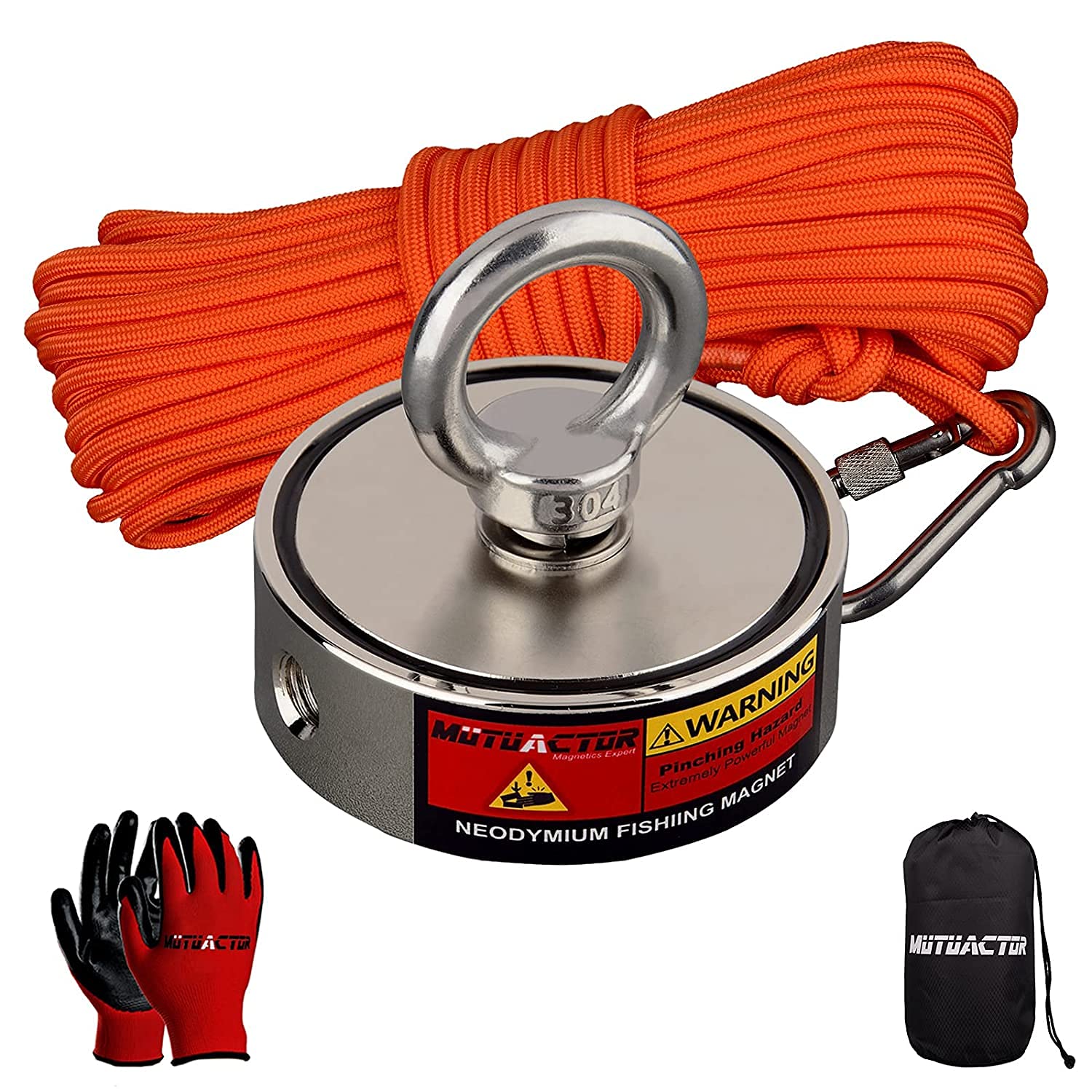 MUTUACTOR Double Sides Combined 500kg Fishing Magnet Sets, Heavy Duty Neodymium Magnet N52 with 20m Durable Rope, Powerful Strong Magnetic of Retrieving Treasure in Rivers …