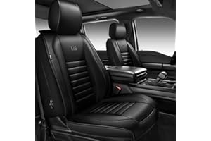 CAR PASS Nappa Leather Car Seat Covers Full Set, Luxury Seat Protector for Cars, Waterproof Anti-Slip Car Seat Cushion Armrest Compatible Airbag Universal for Sedan SUV Pick-up Truck Automotive, Black