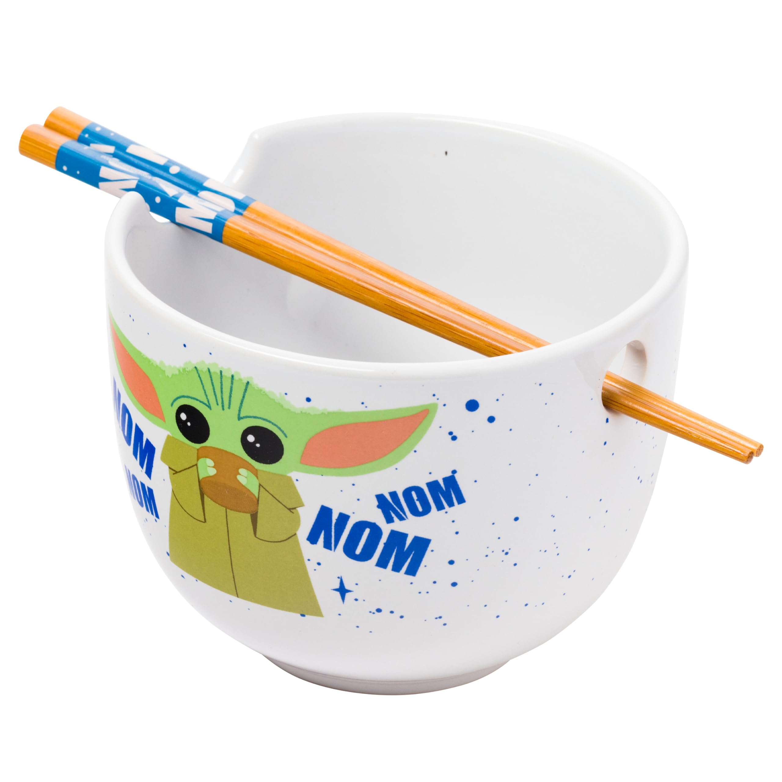 Silver Buffalo Star Wars Mandalorian Nom Nom Child 20 Ounce Ceramic Ramen Bowl w/Chopsticks