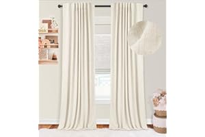 zeerobee Cream Blackout Curtains 84 inches Long 2 Panels Set, 100% Blackout Curtains for Bedroom 84 inches Long, Thermal Insulated Back Tab/Rod Pocket Living Room Curtains - Cream, W50 X L84