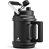 64 oz Insulated Water Bottle for Gym: 2-in-1 Straw Spout Lid, Dual Handle, Leakproof, Keep Cold 36H, Half Gallon Stainless Steel Water Jug for Travel, Hiking, Cycling, Park, Workout, Picnic (Midnight)