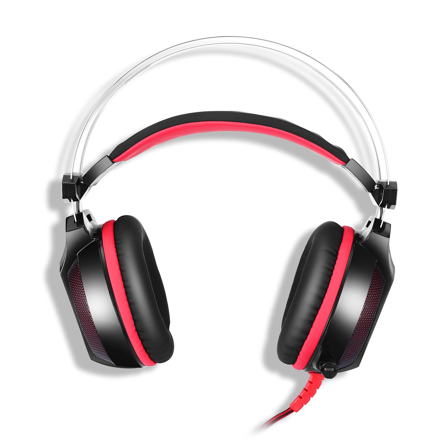 KOTION EACH GS500 Professional 3.5mm PC Stereo Gaming Headset, Bass Headphones, Comfortable Headband with in-line Mic, Integrated Microphone, LED Light for PS4 PC Computer Laptop Mobile Phones (Red)