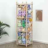 Eniffbaa Stuffed Animal Storage Zoo, 57" Tall Solid Pine Wood Toy Organizer with Exclusive 3D Sign, Large Vertical Plushie Cage Holder with Elastic Cords for Playroom Corner & Nursery Decor XL