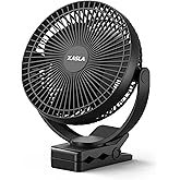 xasla 10000mAh Portable Clip on Fan, 8 inch Rechargeable Battery Operated, 24 Hours Work Time, Quiet USB 4 Speeds Personal, Ideal for Outdoor Camping Golf Cart Home Office Black
