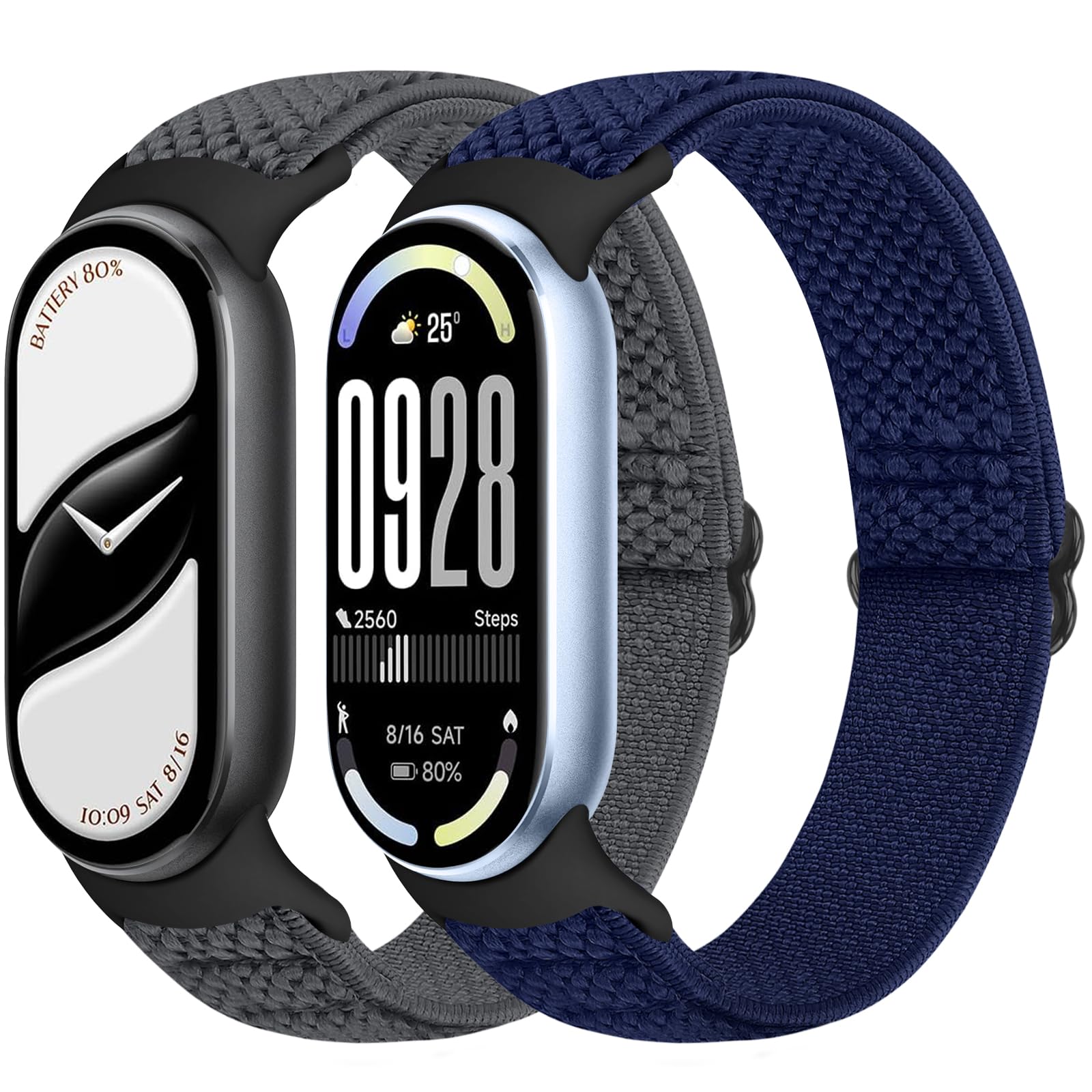 Runostrich Elastic Nylon Watch Strap Compatible with Xiaomi Smart Band 10/9/8 Sports Strap Soft Watch Band Adjustable Replacement Band for Women Men