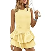 Yanekop Womens Tennis Dress with Built in Shorts Backless Athletic Dresses Workout Golf Mini Dress Activewear Outfits