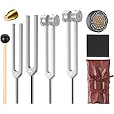 Sound Healing Tuning Fork Set - Tuning Forks for Chakra Alignment & Stress Relief – Otto 128Hz, Earth Om 136Hz, Yin 256Hz, Yang 384Hz, Activator & Pouch – Ideal for Meditation & Home Therapy