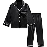 DIPUG Girls Pajamas Satin Long Sleeve Sleepwear Set Silky Feel Pjs for Kids Ages 4 to 13