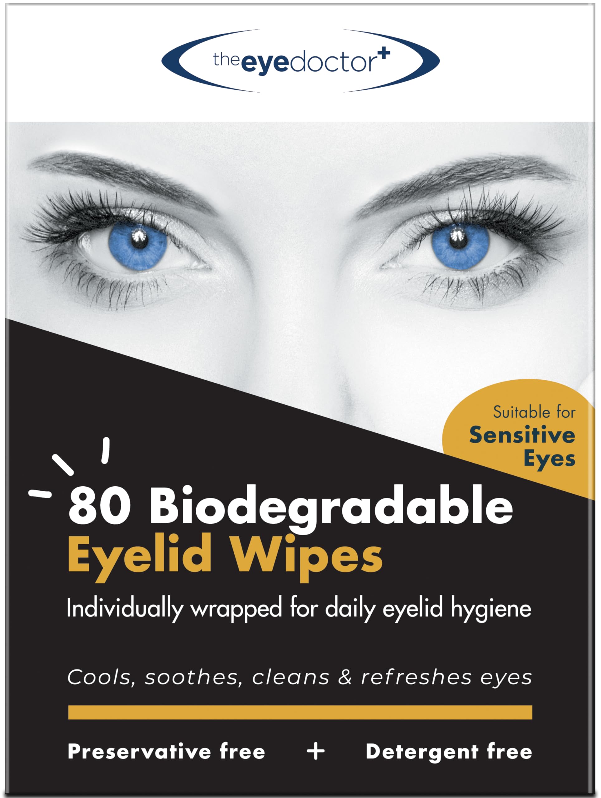 The Eye Doctor Eyelid Wipes x 80 - Blepharitis Eye Wipes for Dry, Sensitive & Itchy Eyes - Biodegradable Eyelid Cleansing Wipes - Preservative & Detergent Free - Eye Cleaning Wipes