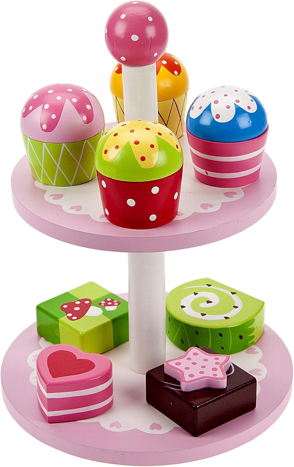 Mousehouse Gifts Wooden Toy Cake Stand with Cupcakes Amazon.co.uk