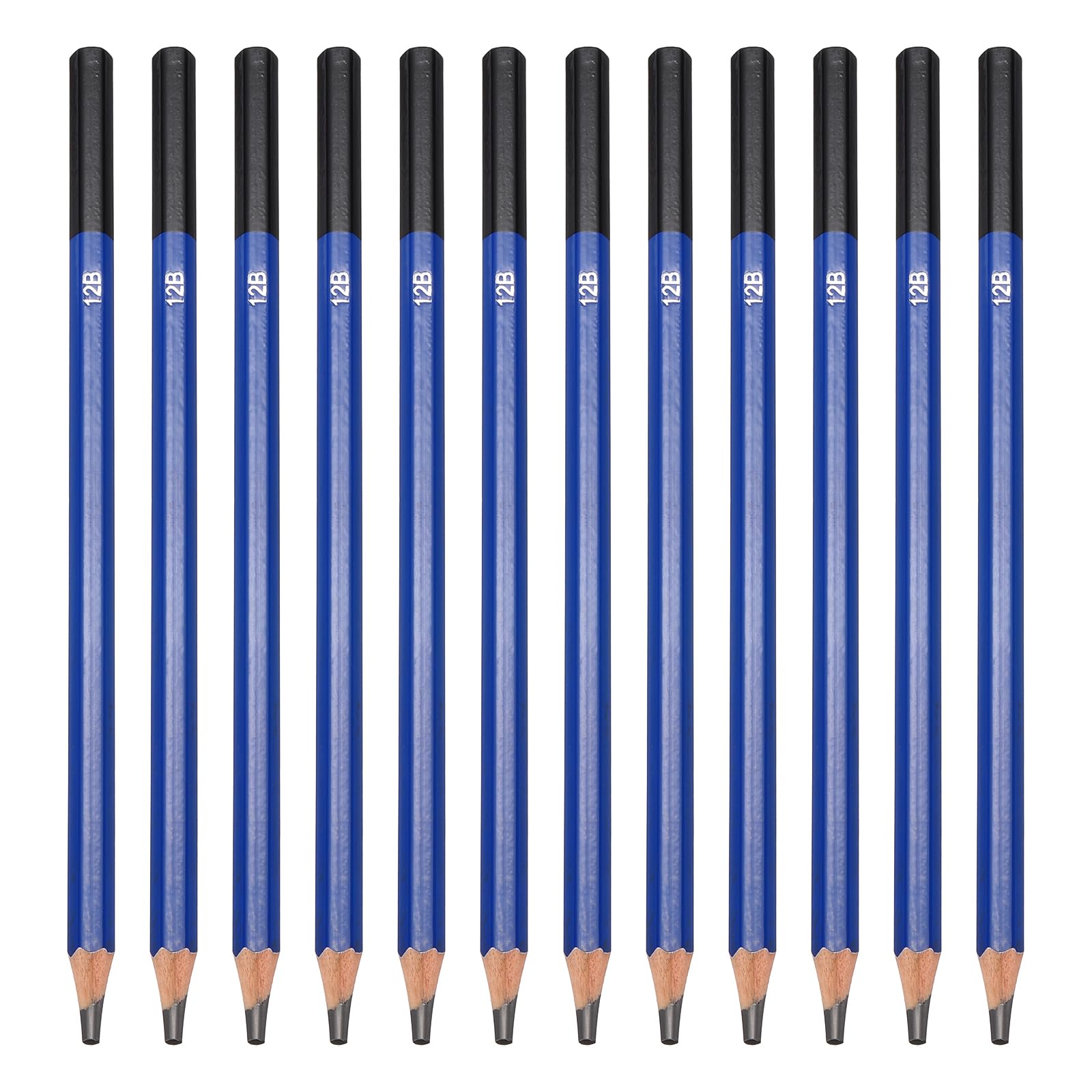 PATIKIL 12B Drawing Pencils, 12PCS Sketch Pencils for Drawing, Art, Classroom, Office, Home, Gift; Graphite Wood Pre-sharpened; 17.5x0.7cm/6.9x0.3 inch; 12B Hardness