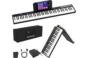 MELWINFOREE Portable Weighted 88-Key Folding Electric Music Keyboard Piano - Digital Full-Size Keyboard Piano with Wood Grain, MIDI Bluetooth, Suitable for Adults, Toddlers, and Kids