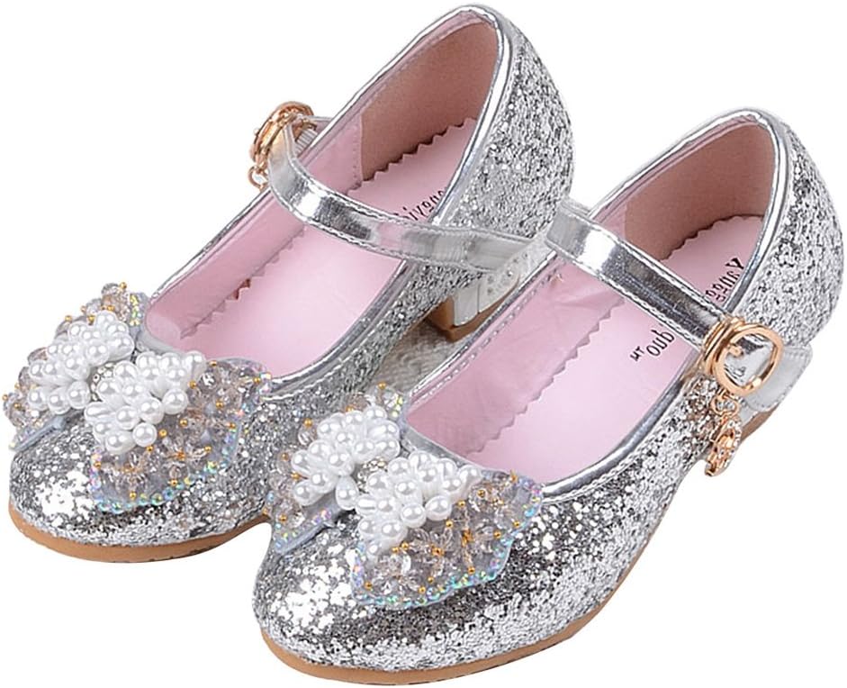 Manka Vesa Girl's Princess Cosplay Performance Shoes Sequins Dress Shoes Low Heeled