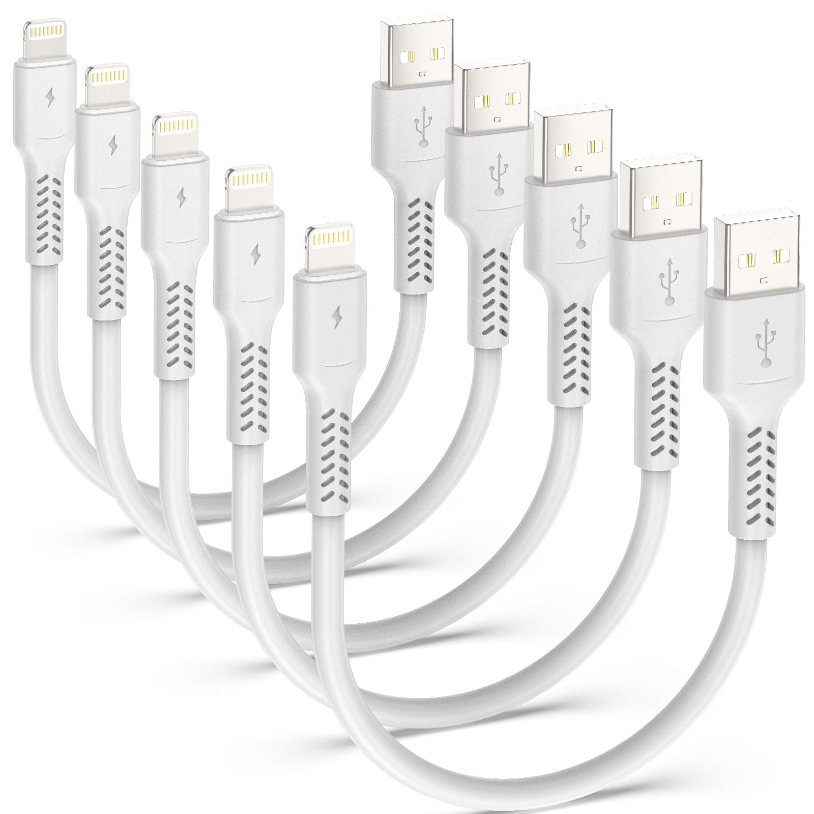 ADILIFT Short Lightning Charging Cable [5 Pack MFi Certified 0.2M] Fast Charging Cable 20cm Durable Lightening USB Data Cord Lead for iPhone 11 Pro Max Xs X XR 8 7 6 plus SE - White