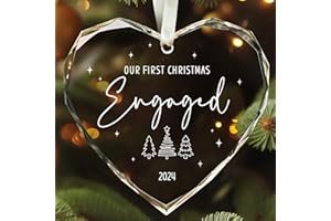 TEEBIM Engagement Gifts for Couples - Engagement Gift - Gifts for Newly Engaged Couples - Happy Engagement Gifts for Women, Her, Bride - Just Engaged Gifts for Her - Glass Christmas Engagement Ornament 2024