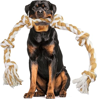 GaiusiKaisa Large Dog Rope Toy 6-Knots 110cm Aggressive Chewers Indestructible