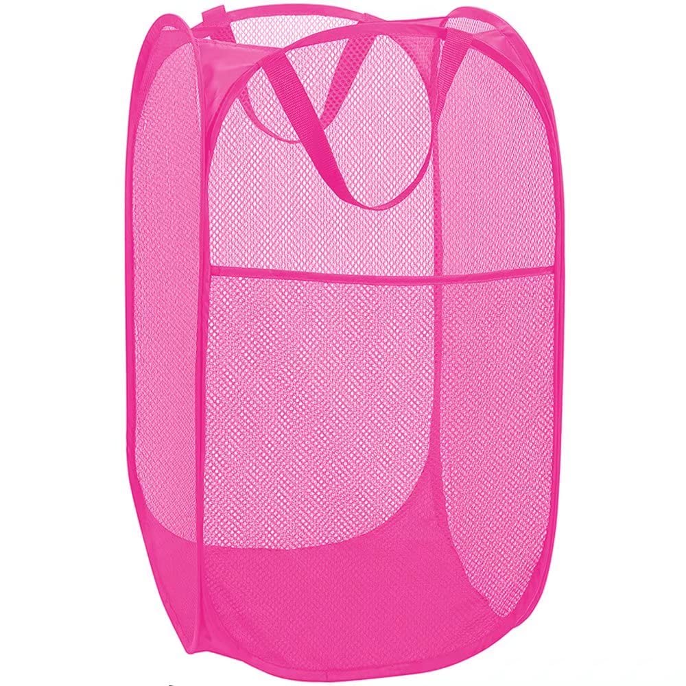 Diggoour 75L Deluxe Strong Mesh Pop up Laundry Hamper Basket with Side Pocket for Laundry Room, Bathroom, Kids Room, College Dorm or Travel(Blush, 36x36x60cm) — image 1