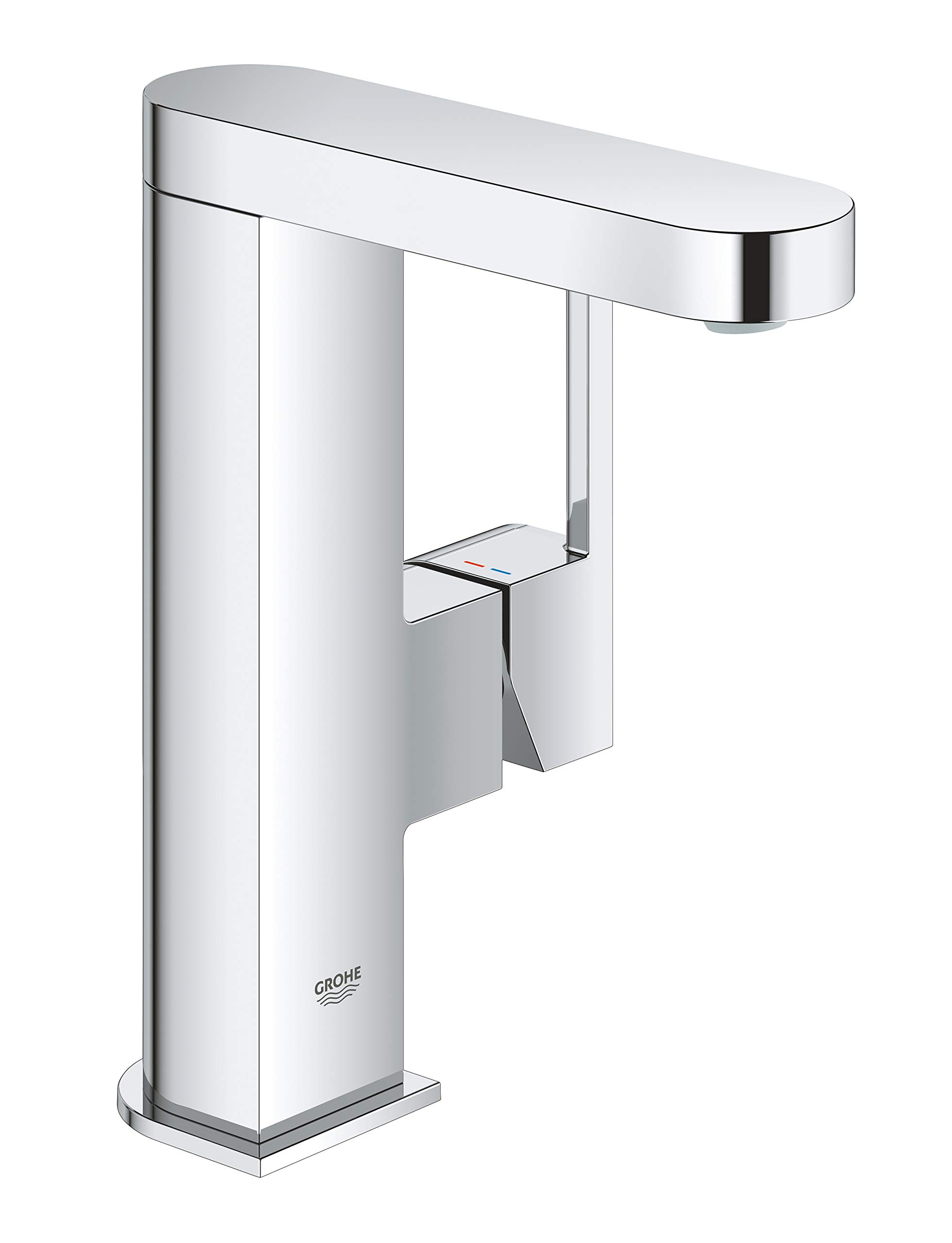 GROHE Plus Single Lever Basin Mixer, M-Size, Swivel Spout, Push Open Waste Set. Water-Saving Tap in Chrome Finish. 23872003