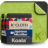 Koala Lens Cleaning Cloth | Japanese Microfiber | Black &amp; Green (Pack of 3) | Glasses Cleaning Cloths | Eyeglass Lens Cleaner | Eyeglasses, Camera, VR/AR Headset, and Screen Cleaner | Washable &amp; Reusable