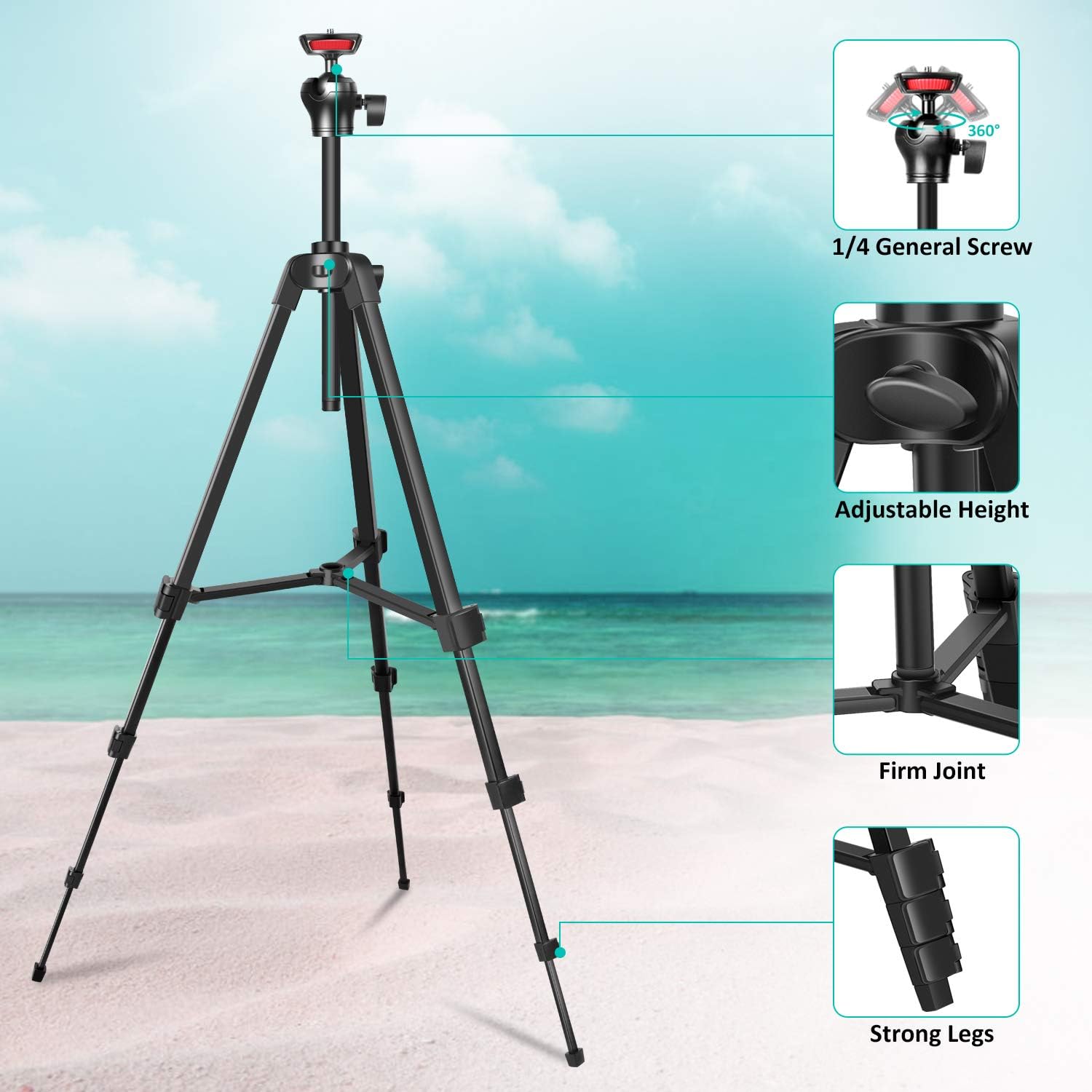 57”Tripod, Portable Lightweigh Travel Phone Tripod for Live Streaming Vlog Video, with Phone Clip, Remote Shutter, Backpack, Maximum Load 3KG, 1/4" Mounting Screw, TAIROAD T50 : Camera & Photo